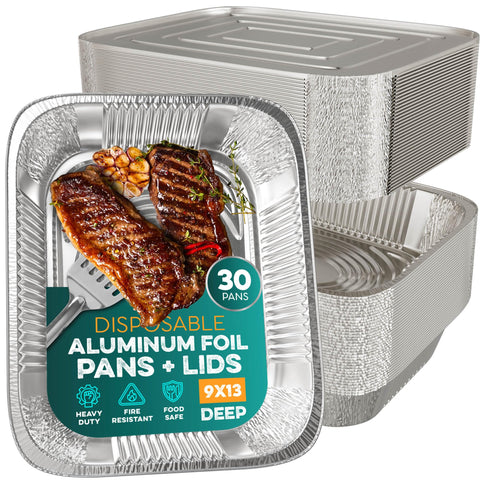 HOUZZKINGZ 9x13 deep pans with full curl rims for secure serving