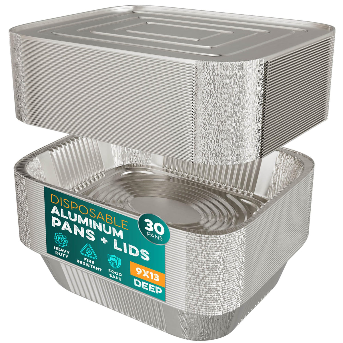 HOUZZKINGZ aluminum pans with lids 9x13 stacked for easy transport and organization