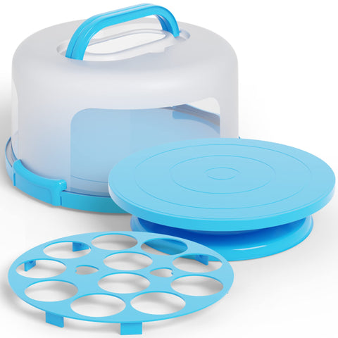 Houzzkingz cake carrier with lid safely transports cakes for parties.