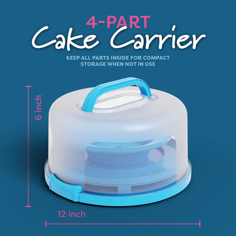 Houzzkingz cake container dimensions are 11.8 by 11.8 by 6.1 inches.