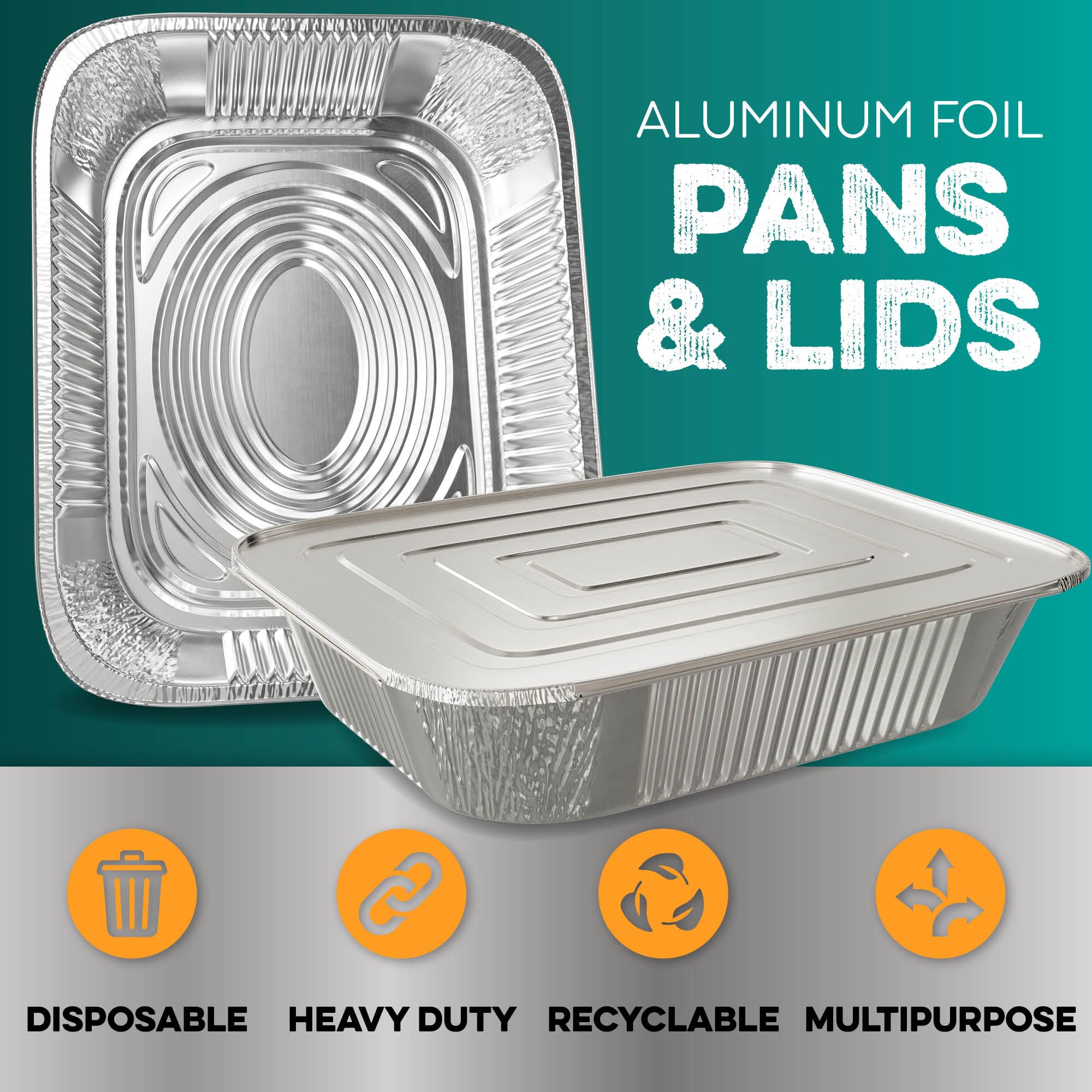 HOUZZKINGZ fire-resistant aluminum pans withstand roasting, baking, and hot serving dishes