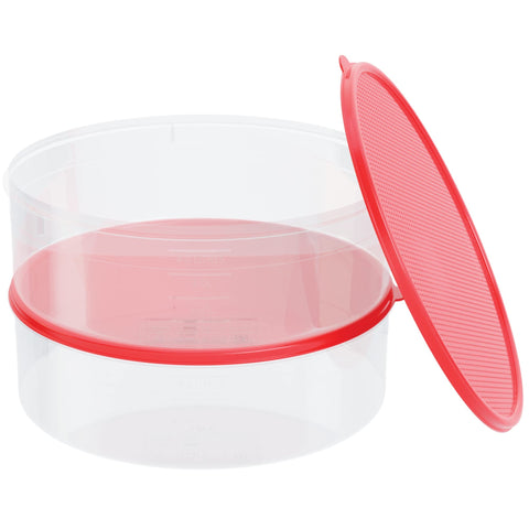 HouzzKingz large round storage shows 135 oz capacity in clear container.