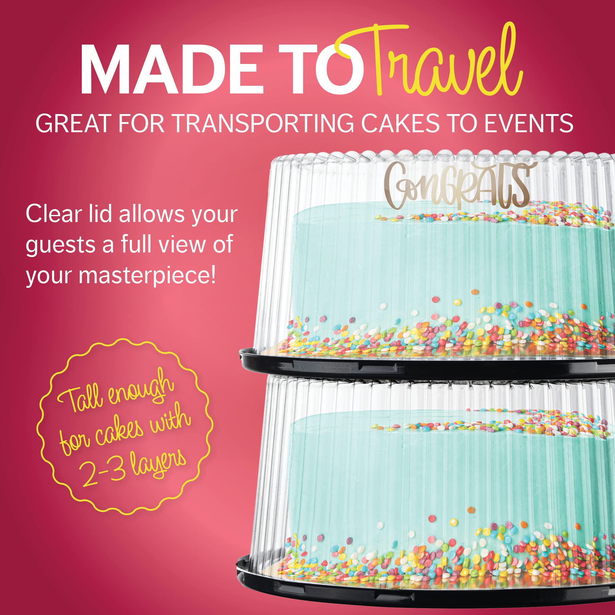 HOUZZKINGZ USA cake display combo pack includes lid, tray, boards, and server.