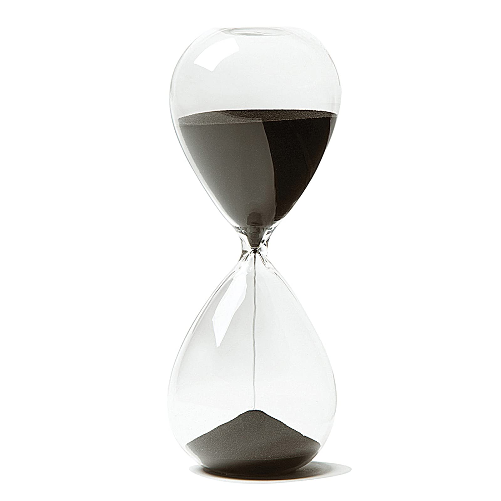 HoveBeaty hourglass timer in black glass for a precise 15-minute focus session.