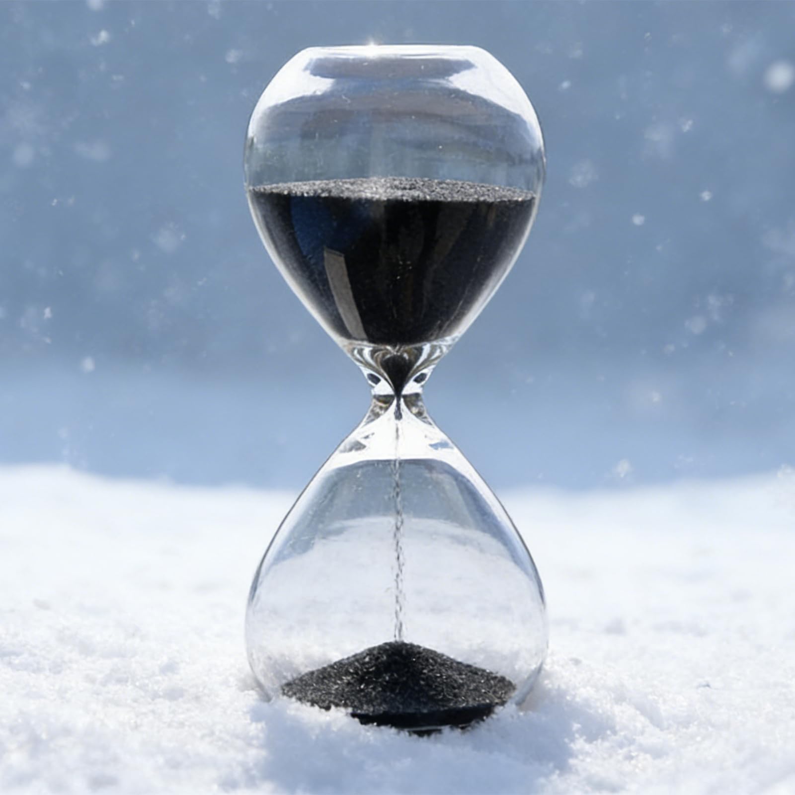 HoveBeaty hourglass timer with clear, multi-color sand enhances desk visuals.
