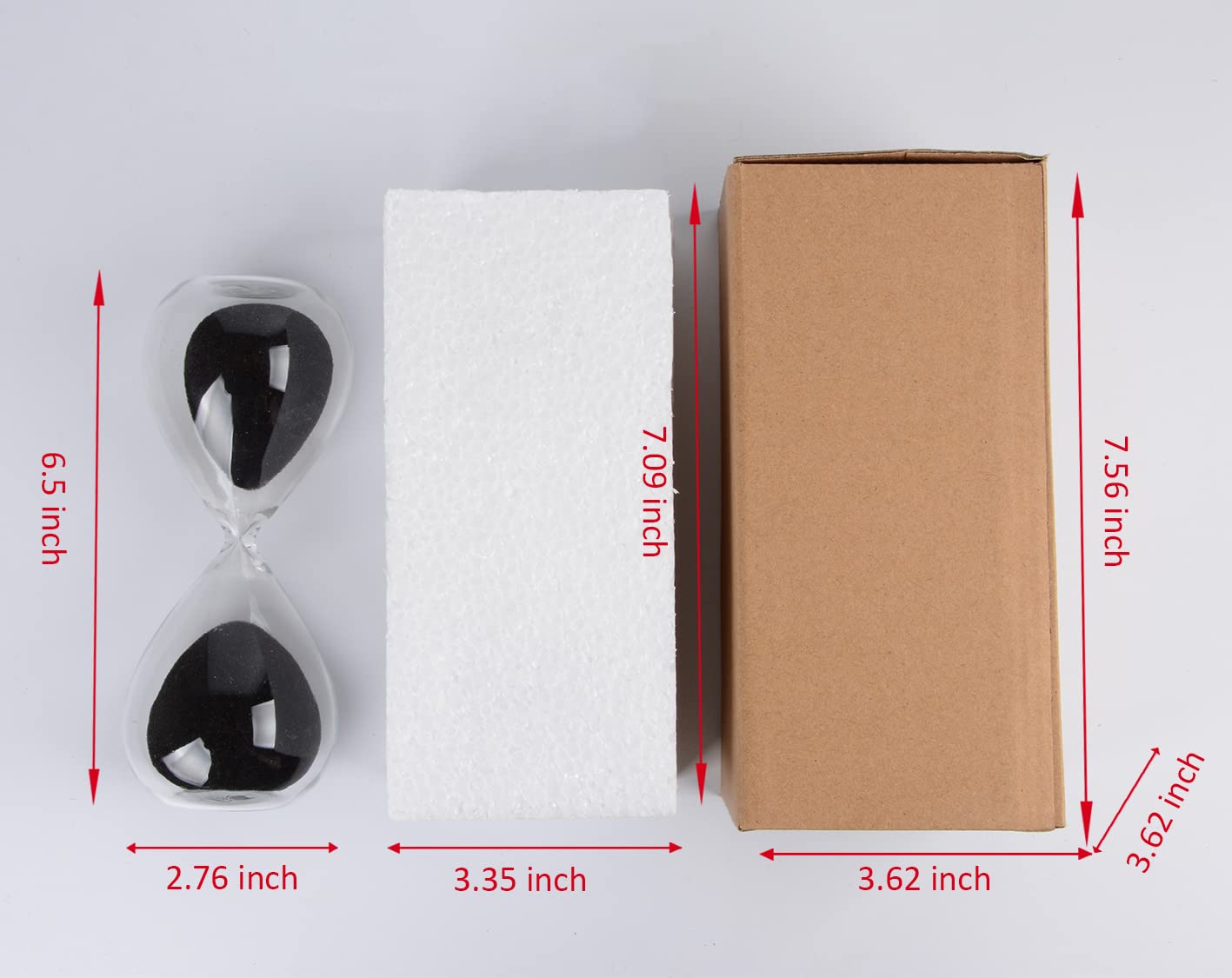 HoveBeaty elegant timer measures 3in wide by 6.5in tall for desks.