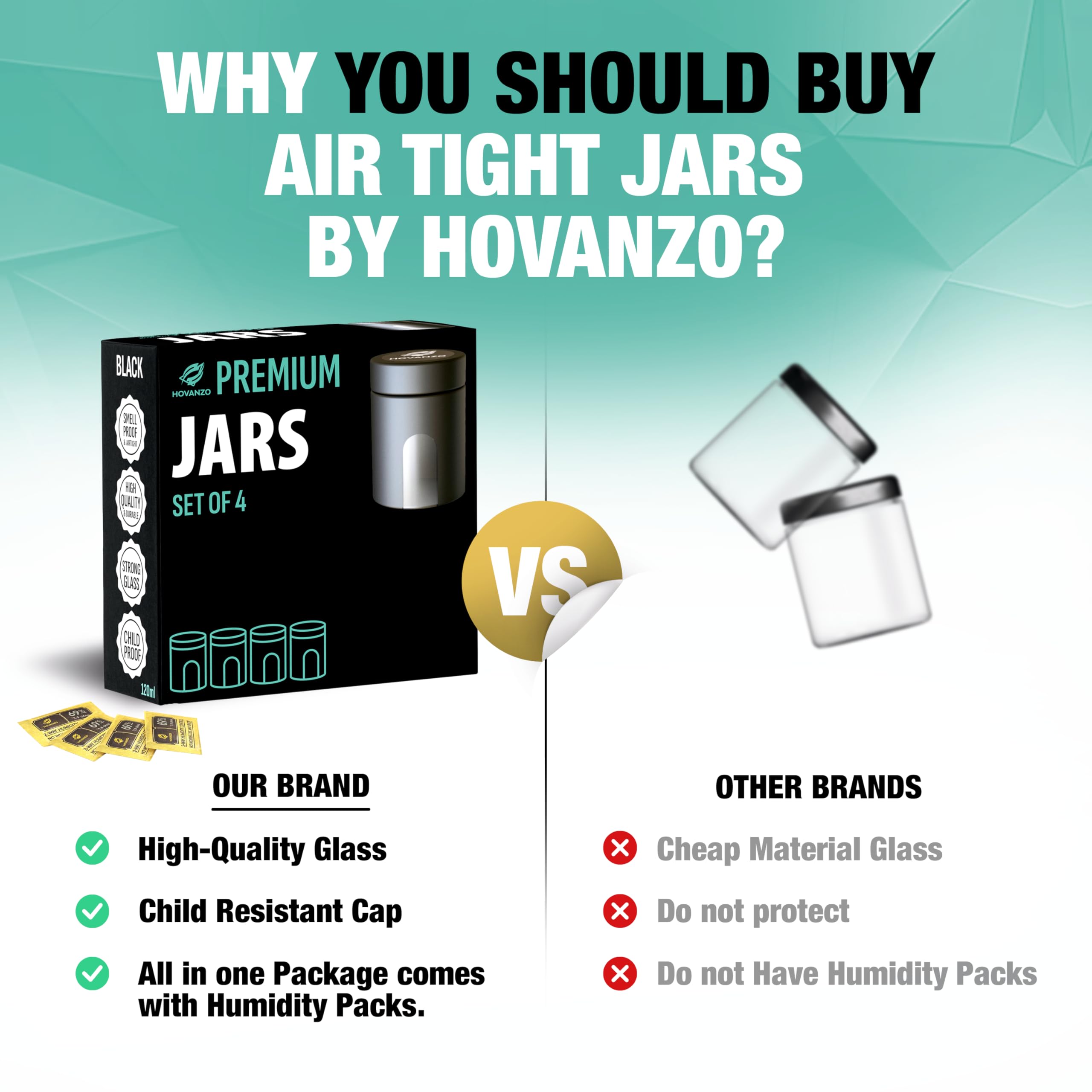 HOVANZO humidity control 69% pack balances moisture in jars.