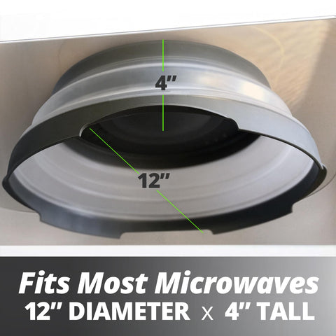 Hover Cover collapsible design expands to fit tall bowls and plates.