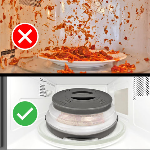 Hover Cover dishwasher-safe design simplifies cleanup after microwave cooking.