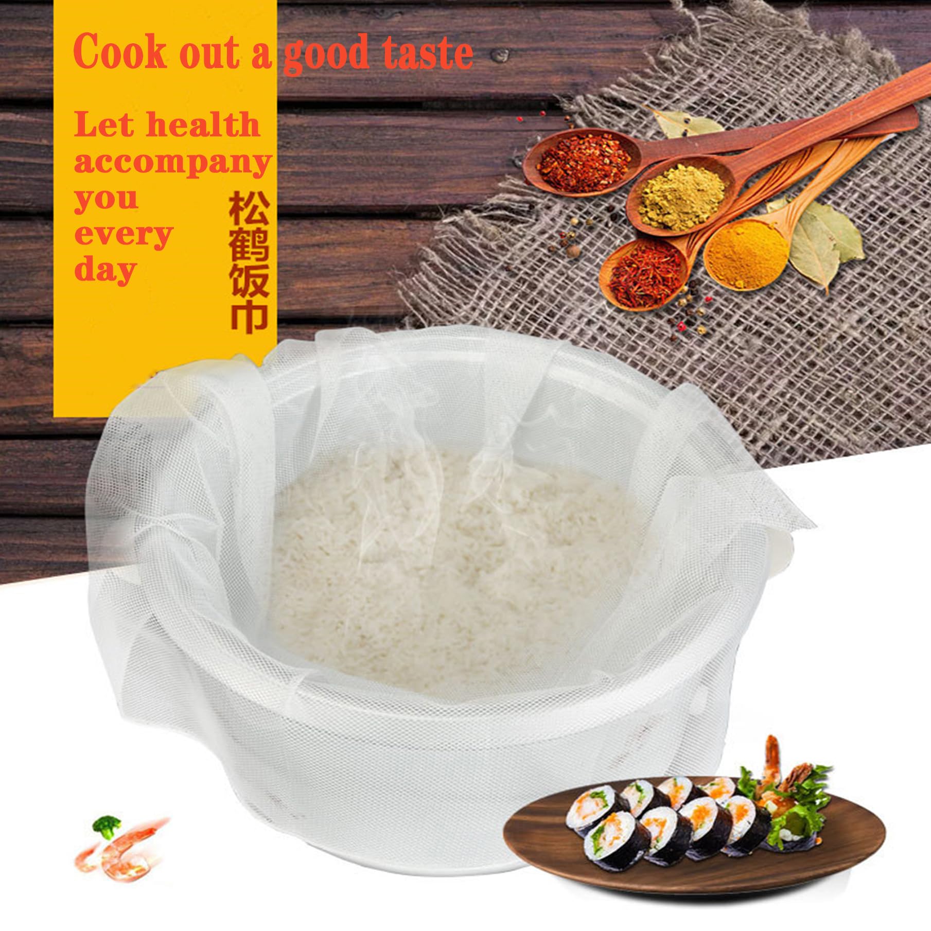 Hovoten bamboo steamer mat protects rice surface during cooking.