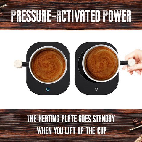 HOWAY heating plate close-up shows full contact with the mug.