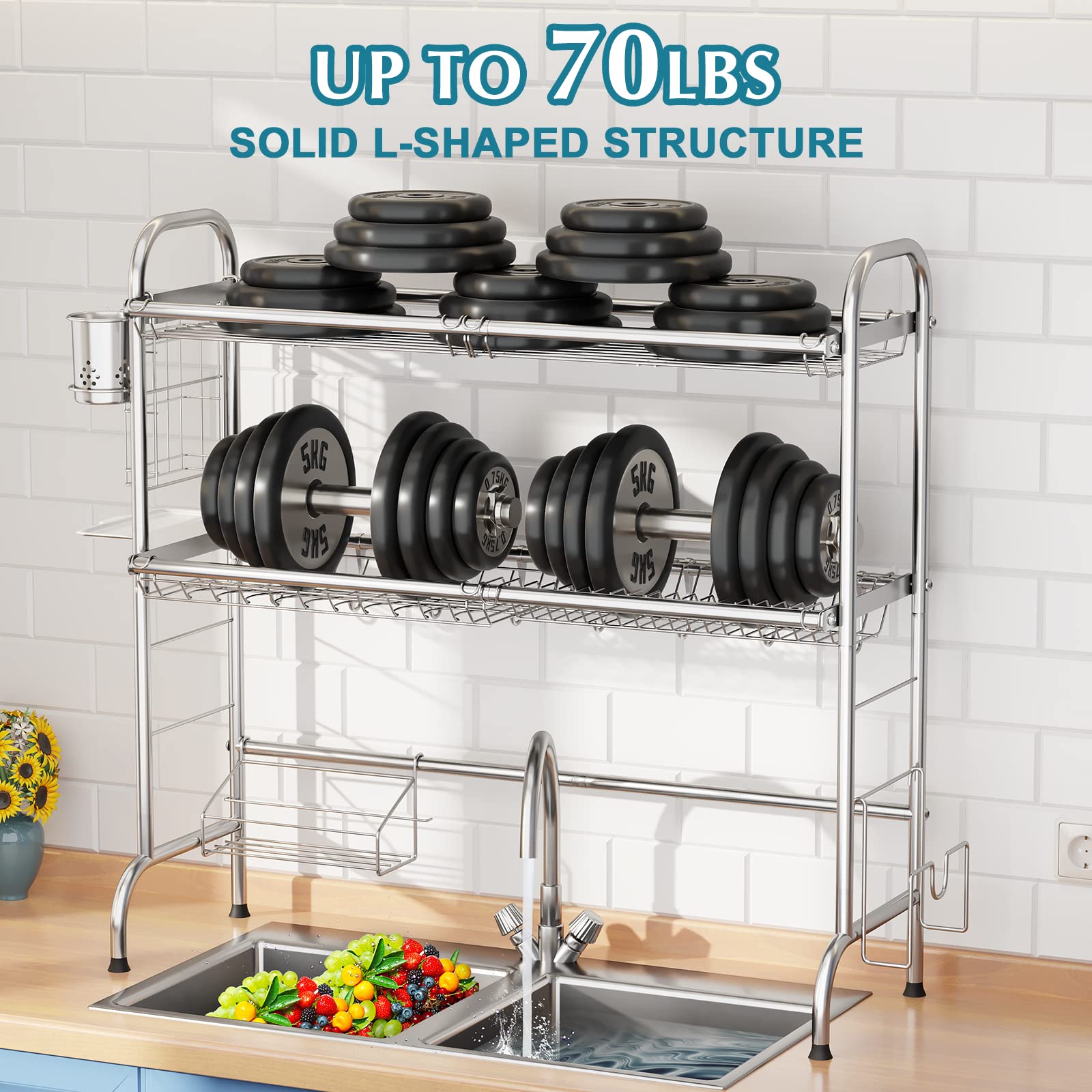 HOWDIA drying rack organizing dishes, utensils, and accessories