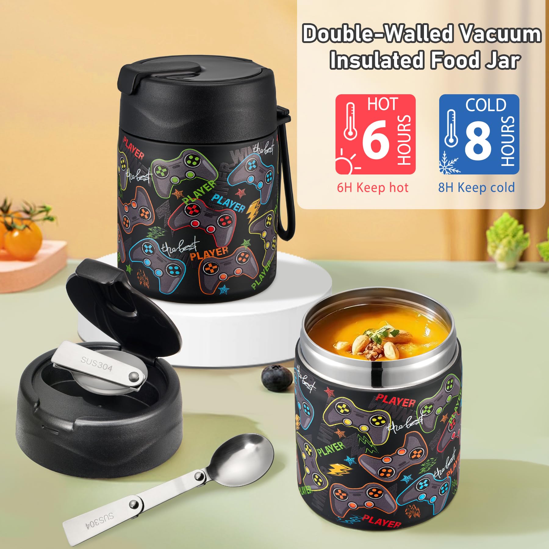 Howeemo 17oz soup thermo keeps hot meals warm at school.