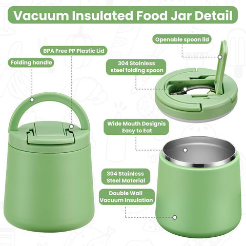 Howeemo food jar with spoon included for on-the-go lunches