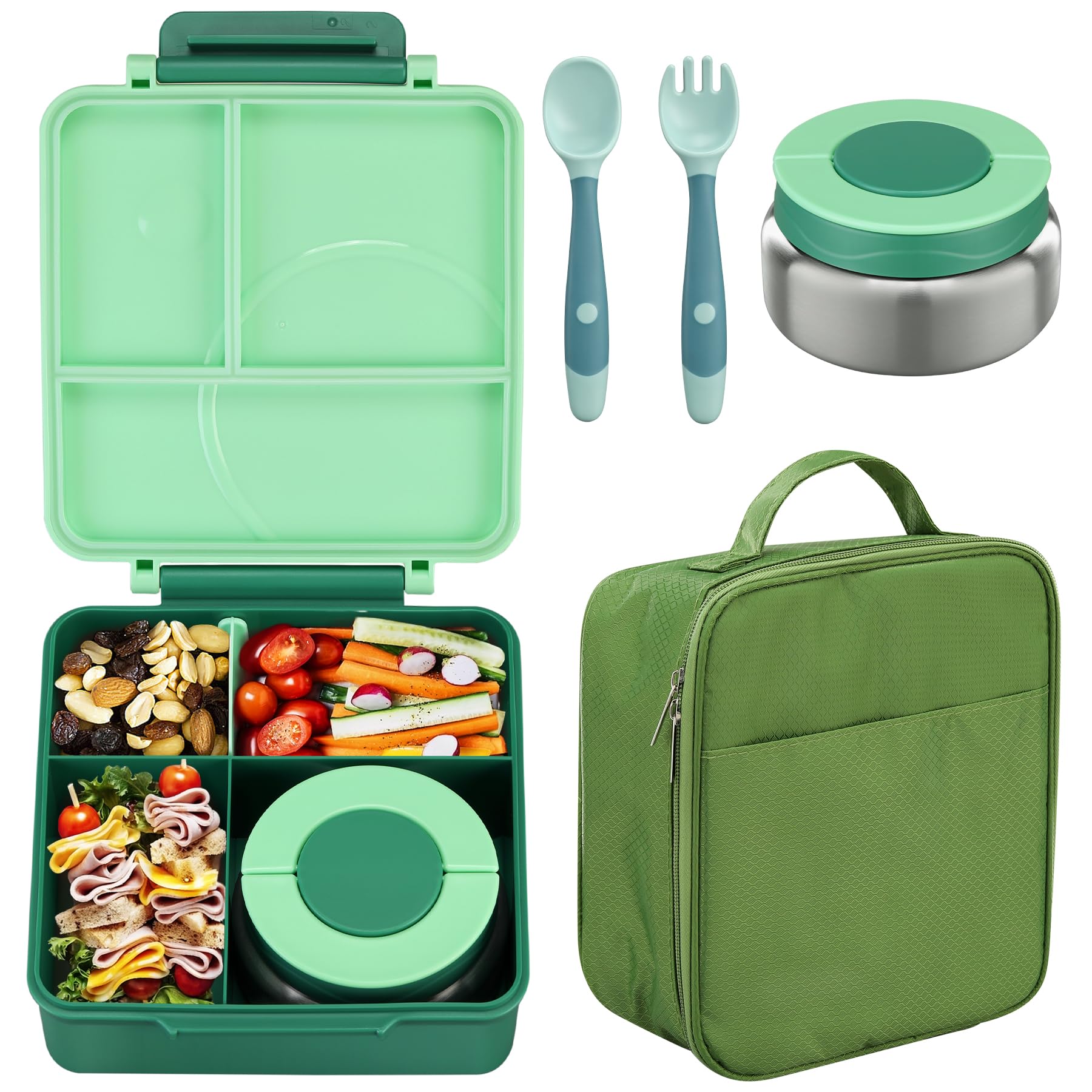 Howeemo bento box set with four compartments keeps kids' meals organized.