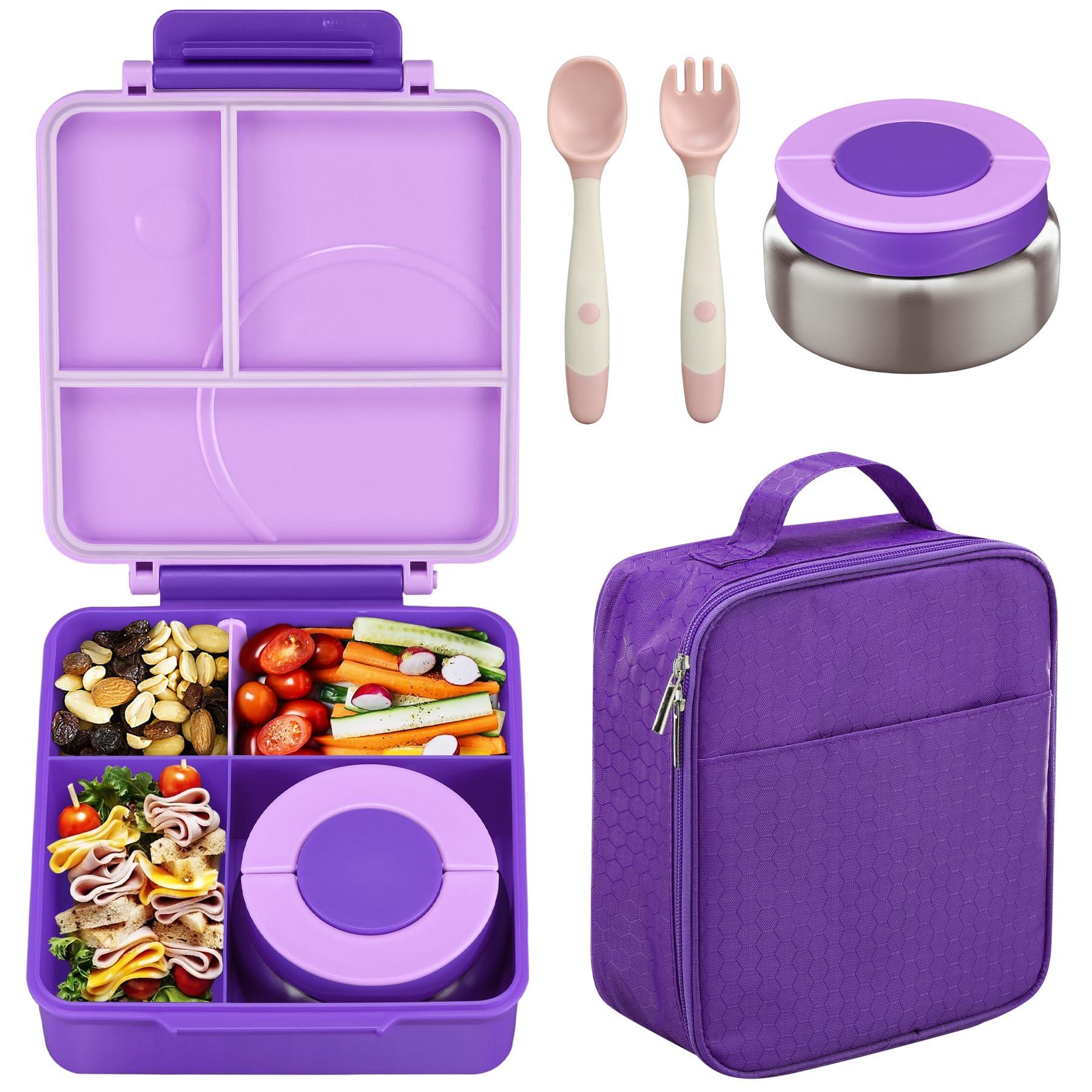 Howeemo bento box set with four compartments keeps meals organized for school
