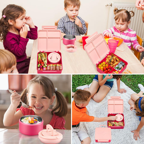 Howeemo kids lunch solution supports balanced meals with compartments for breads, fruit, and soups.