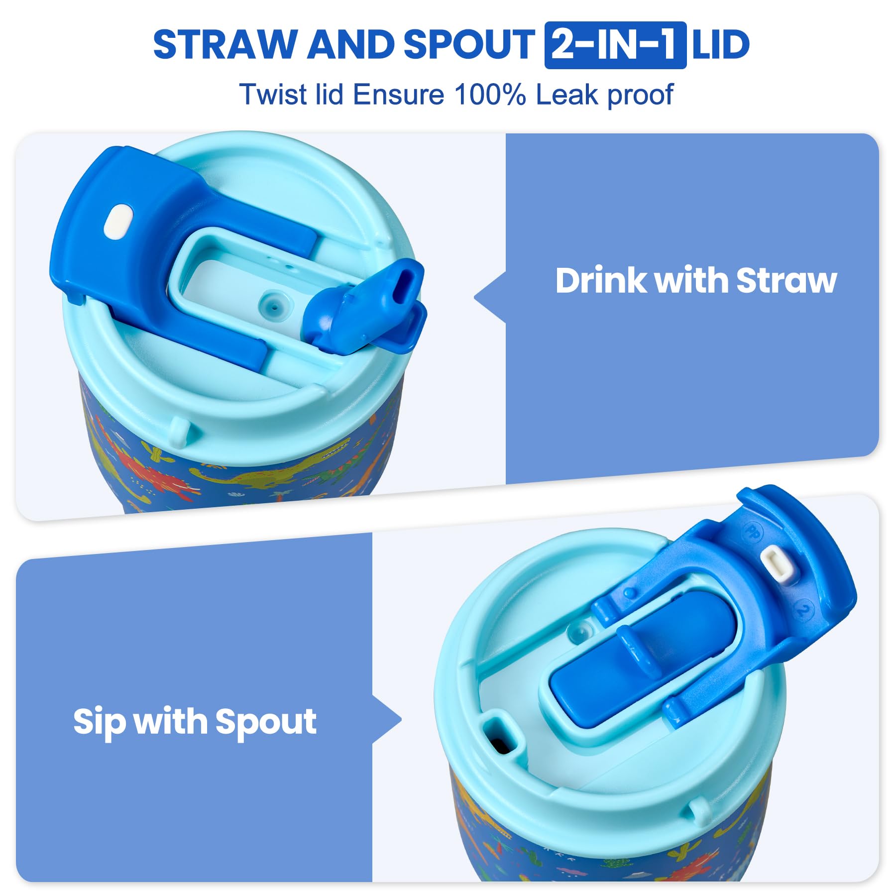 Howeemo braided handle on kid tumbler for easy carry at school.