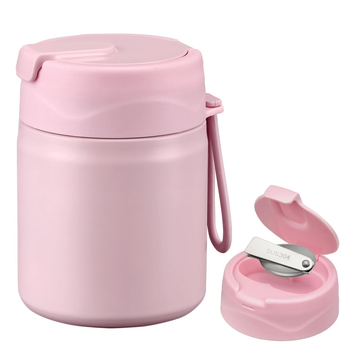 Howeemo 17oz wide-mouth pink soup thermo keeps meals hot or cold for school