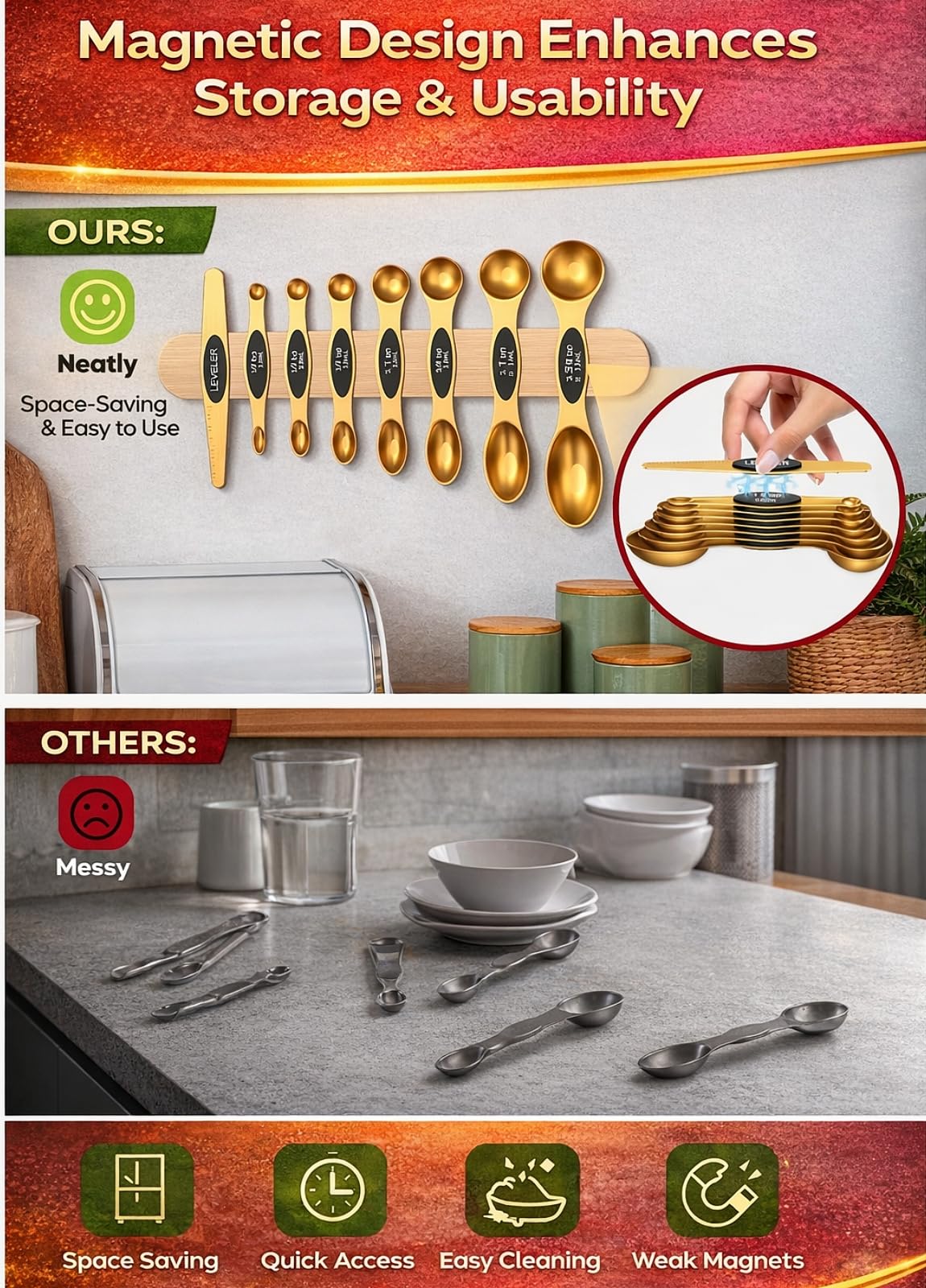 Howgoody measuring spoons round end ideal for liquids