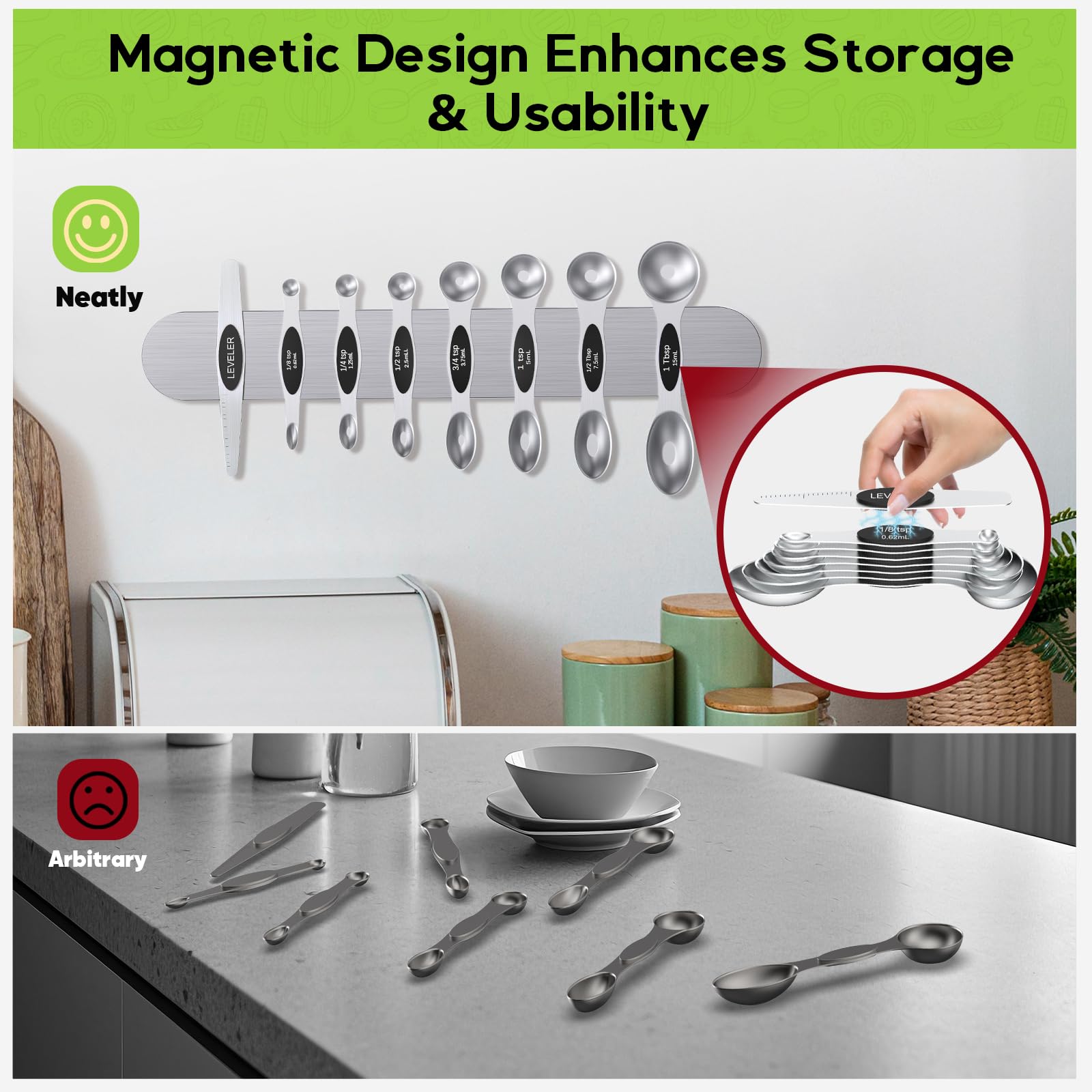 Howgoody multicolor handles help identify sizes and organize