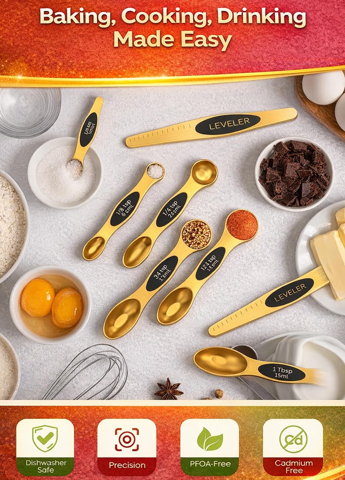 Howgoody spoons nest together for compact kitchen storage