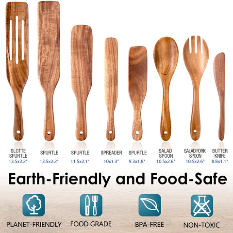 HOWHONG spurtle set acacia wood grain for balanced control during stirring