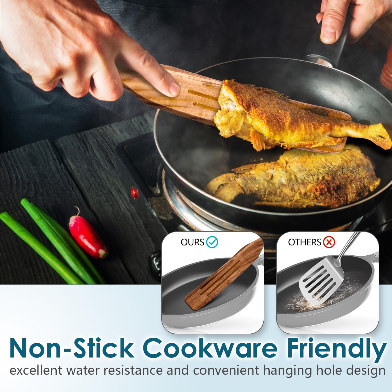 HOWHONG handcrafted ergonomic handle enhances comfort while mixing batter