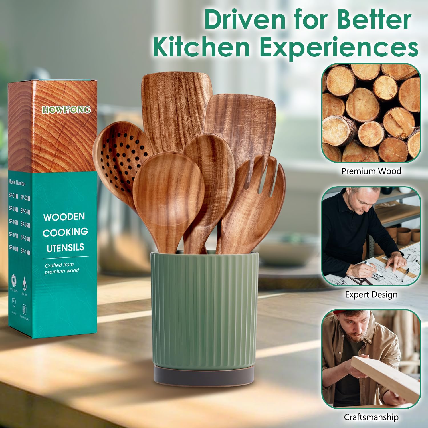 Comfortable-grip HOWHONG utensils support confident daily cooking.