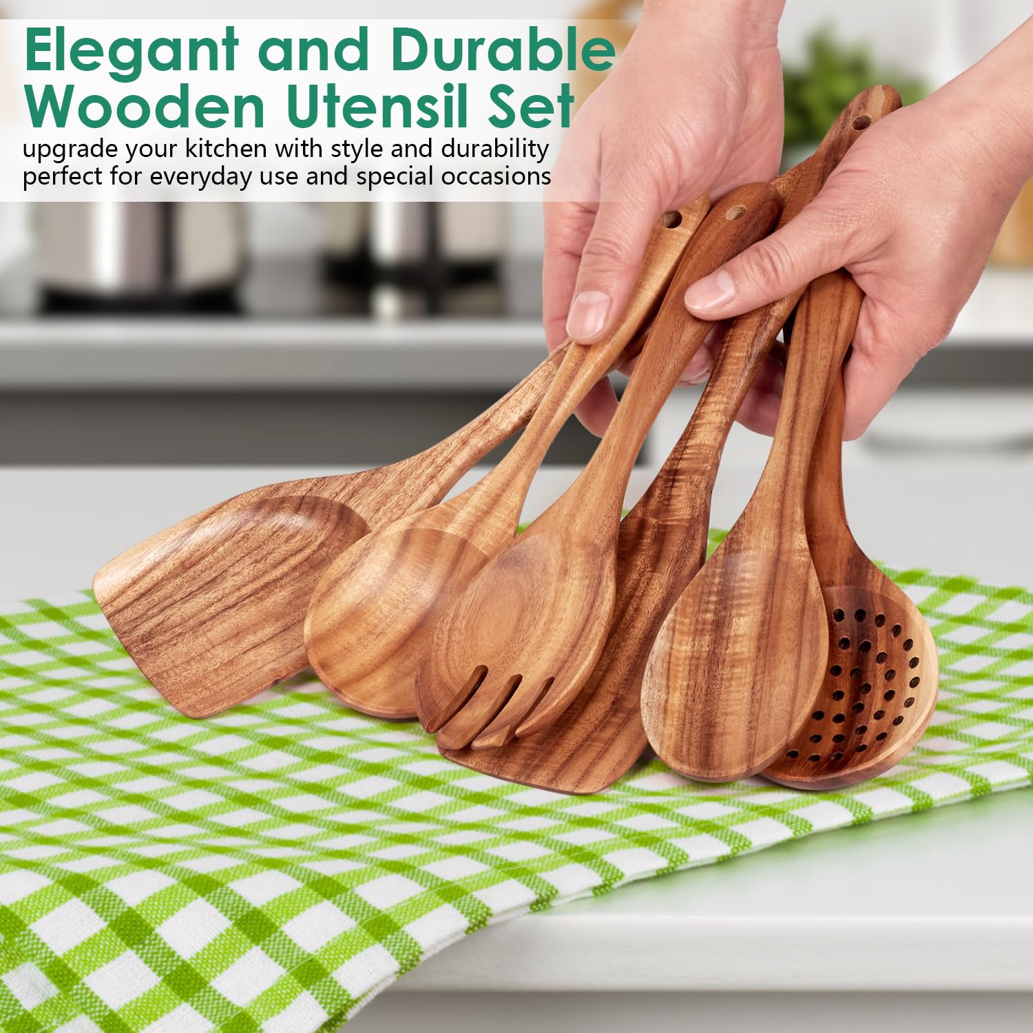 Gift-ready HOWHONG wooden utensil set ideal for housewarmings.