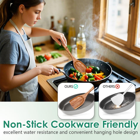Heat-resistant HOWHONG teak handles designed for sturdy stirring.