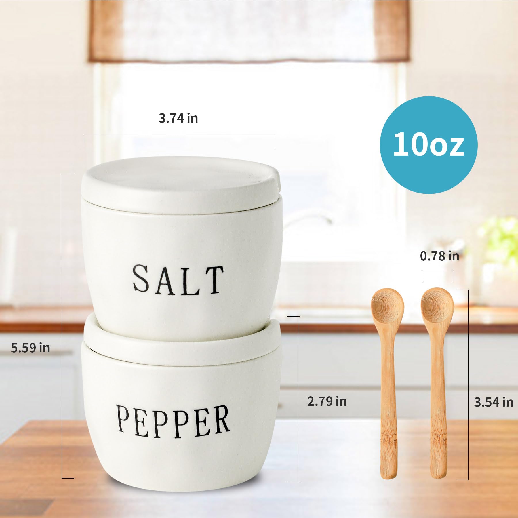 Howise ceramic salt pepper containers with spoons elevate kitchen organization.