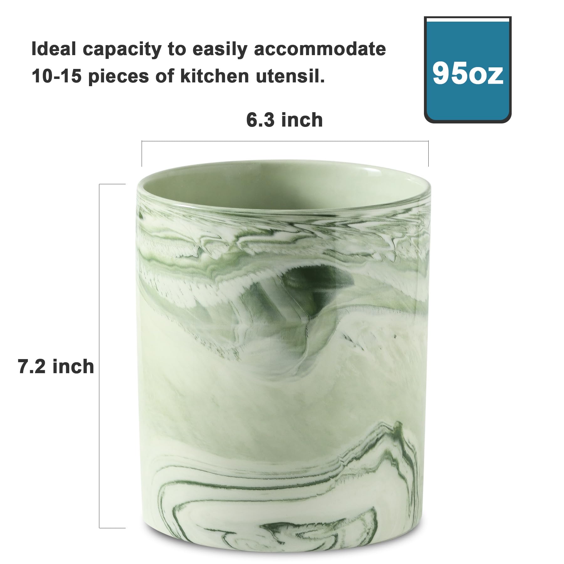Howise large ceramic utensil holder stores spatulas and ladles neatly.