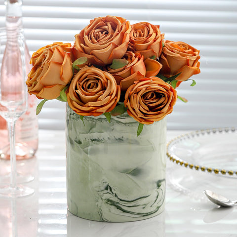 Howise marble-green utensil holder with stable base on counter.
