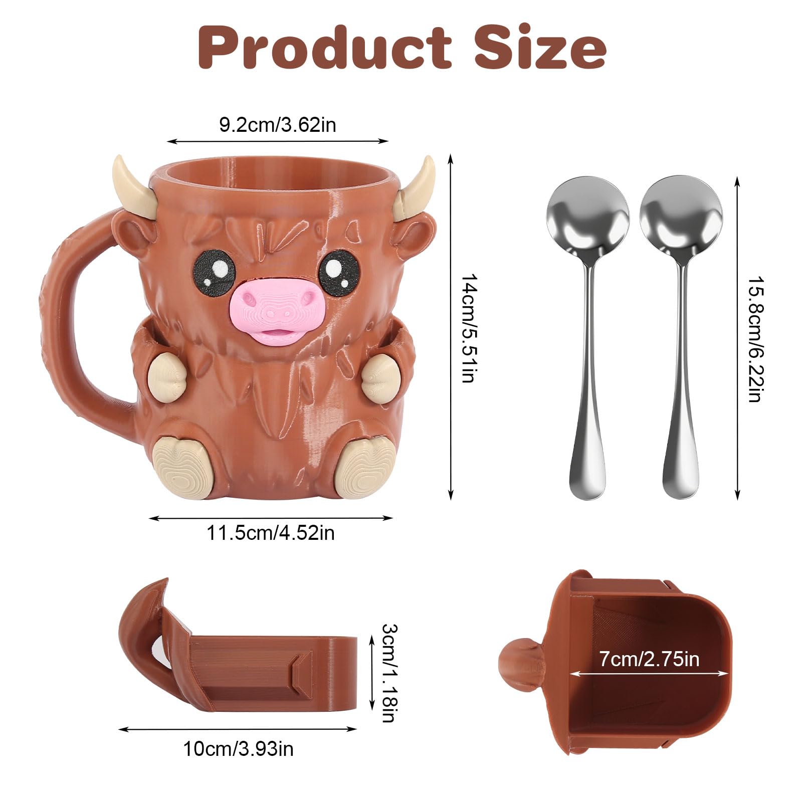 Hoxxu Highland Cow hidden drawer spoon set keeps toppings neat.
