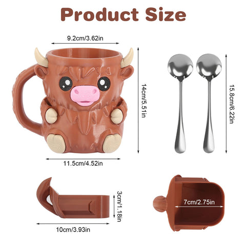 Hoxxu Highland Cow hidden drawer spoon set keeps toppings neat.