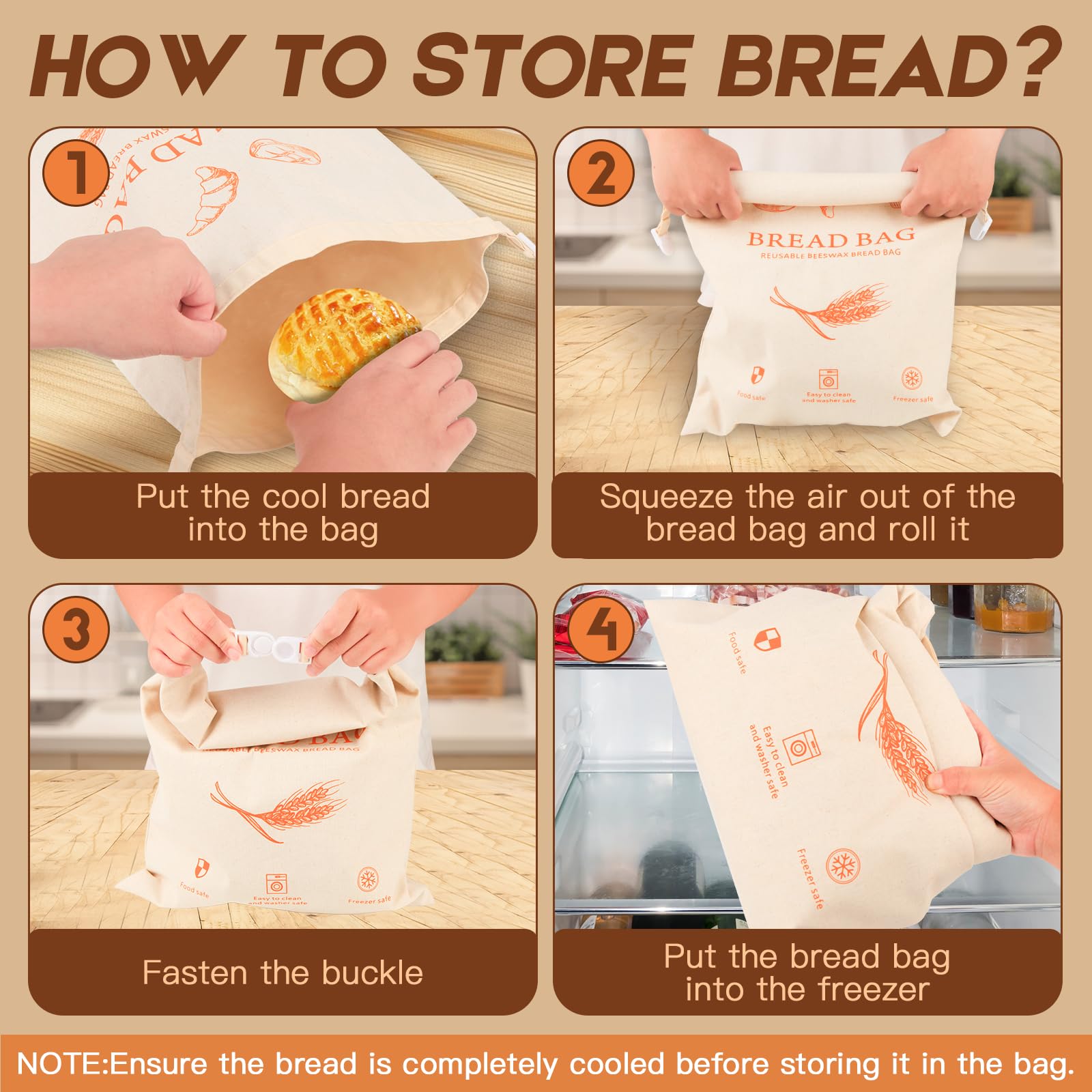 HOYEEFOU bread bag used for picnics and on-the-go snacks