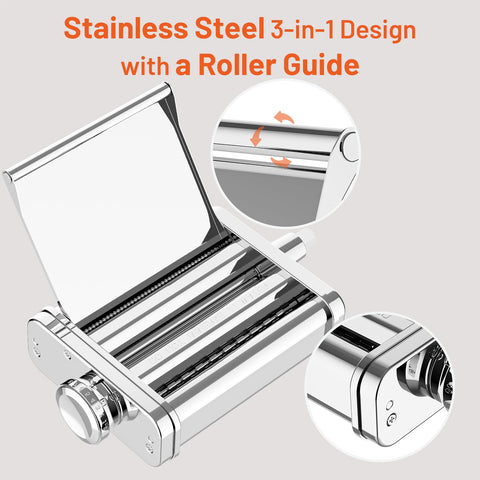 HOZODO 3-in-1 pasta attachment with spaghetti cutter creates precise strands.