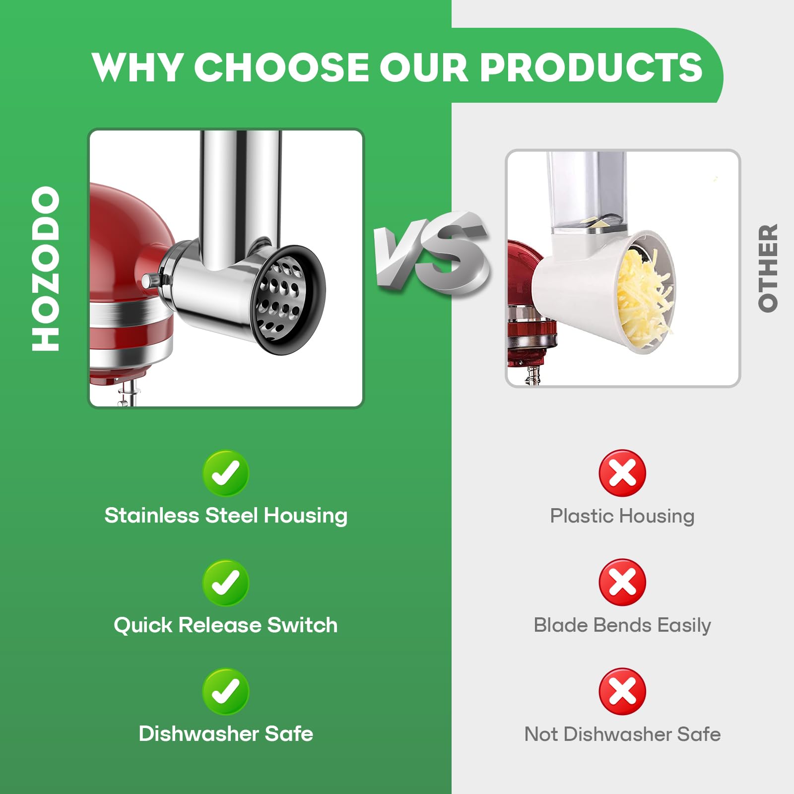 6mm coarse shredding blade for larger vegetable chunks with HOZODO.