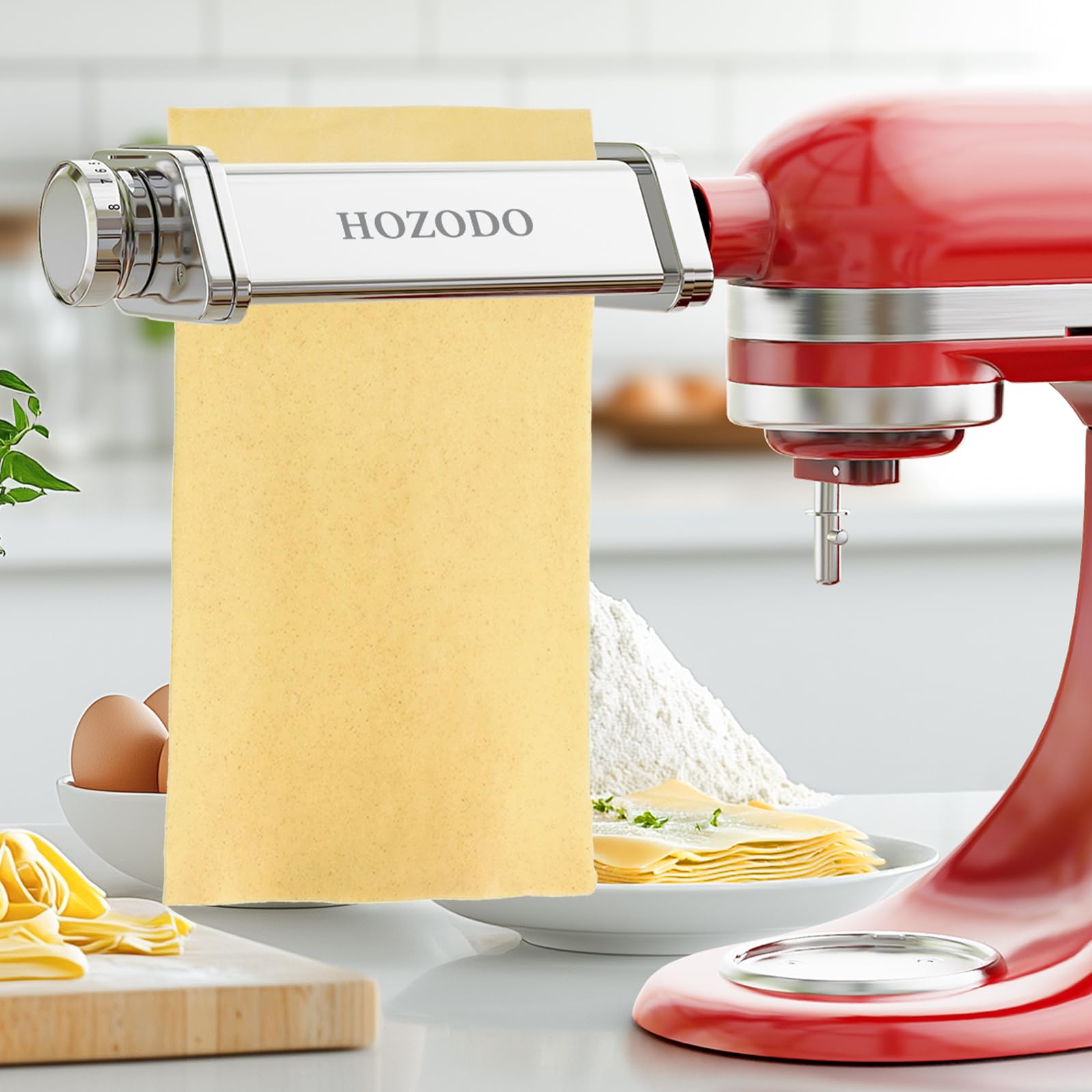 Sturdy SUS 304 steel lasagna sheet rolling with HOZODO attachment.