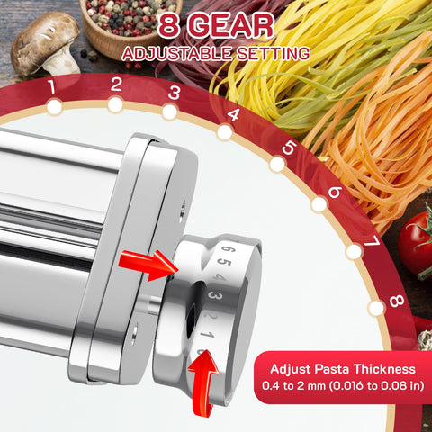 HOZODO KitchenAid spaghetti cutter on mixer creates even strands for quick meals.