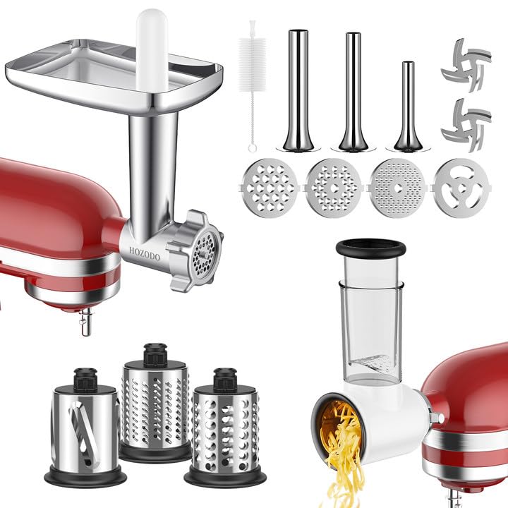 HOZODO meat grinder attachments for KitchenAid show versatile grinding options and ease of use