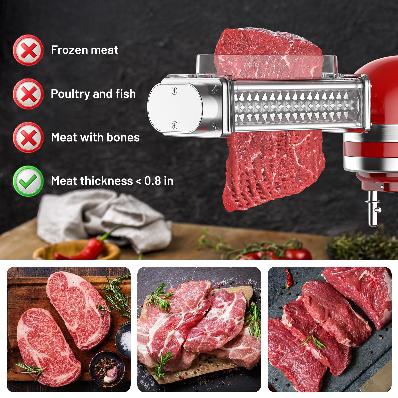 HOZODO meat tenderizer cleaning design allows quick hand wash after use.