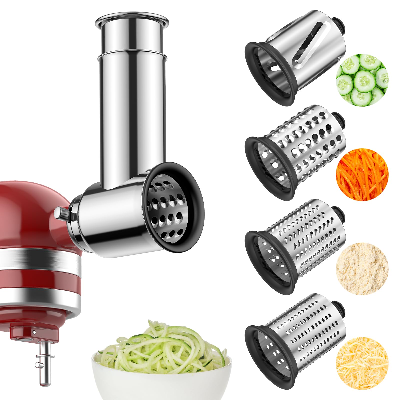 HOZODO slicer shredder attachment for KitchenAid on a mixer for fast food prep.
