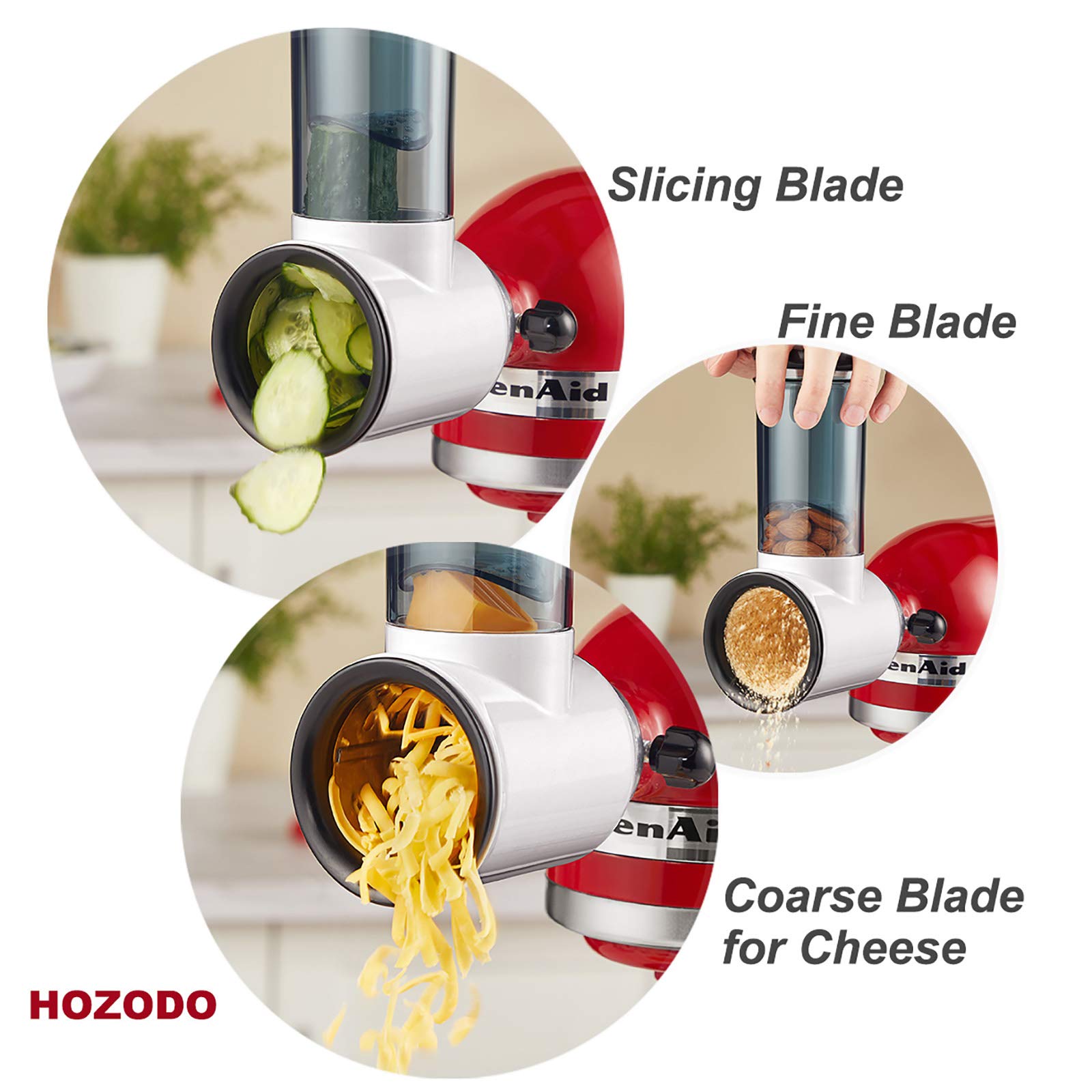 HOZODO steel-gray food pusher ensures safe feeding during operation