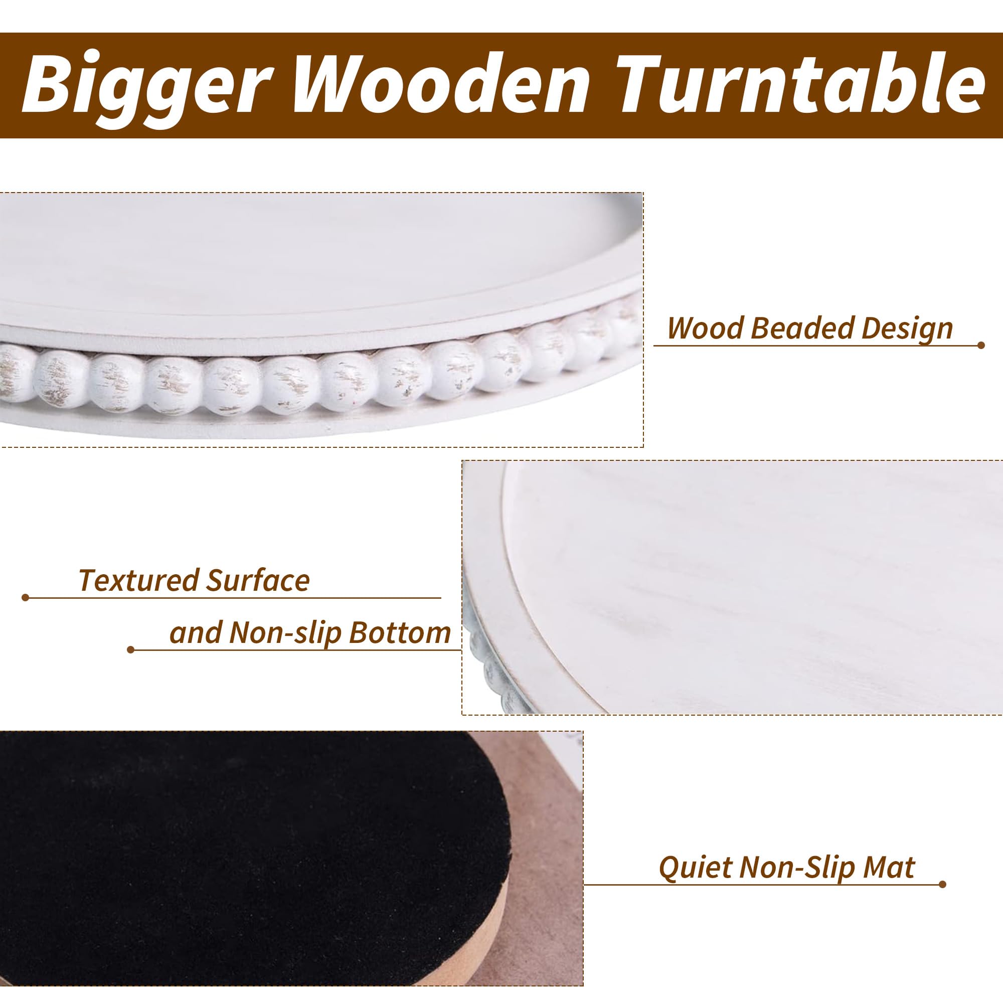 HPC Decor Beaded Lazy Susan Farmhouse-style centerpiece adds rustic charm to dining.