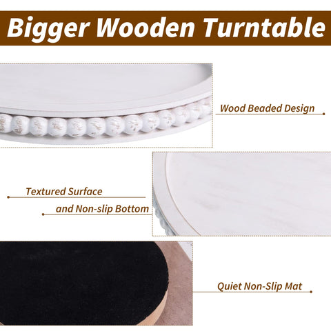 HPC Decor Beaded Lazy Susan Farmhouse-style centerpiece adds rustic charm to dining.