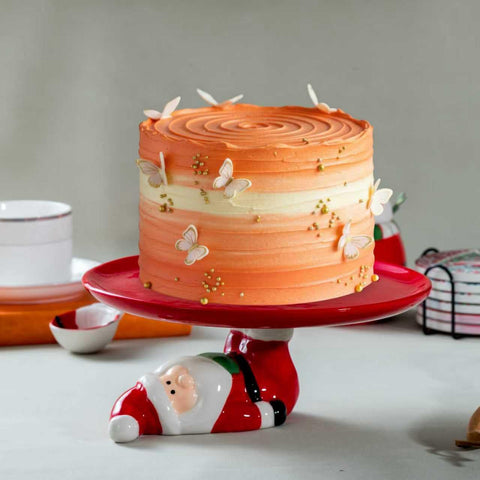HPYNPES red Santa plate for displaying festive desserts