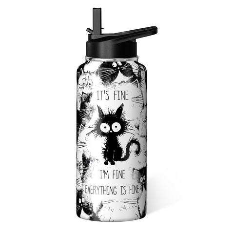 Hqhzaha cat water bottle 32oz design featuring a bold cat motif for cat lovers