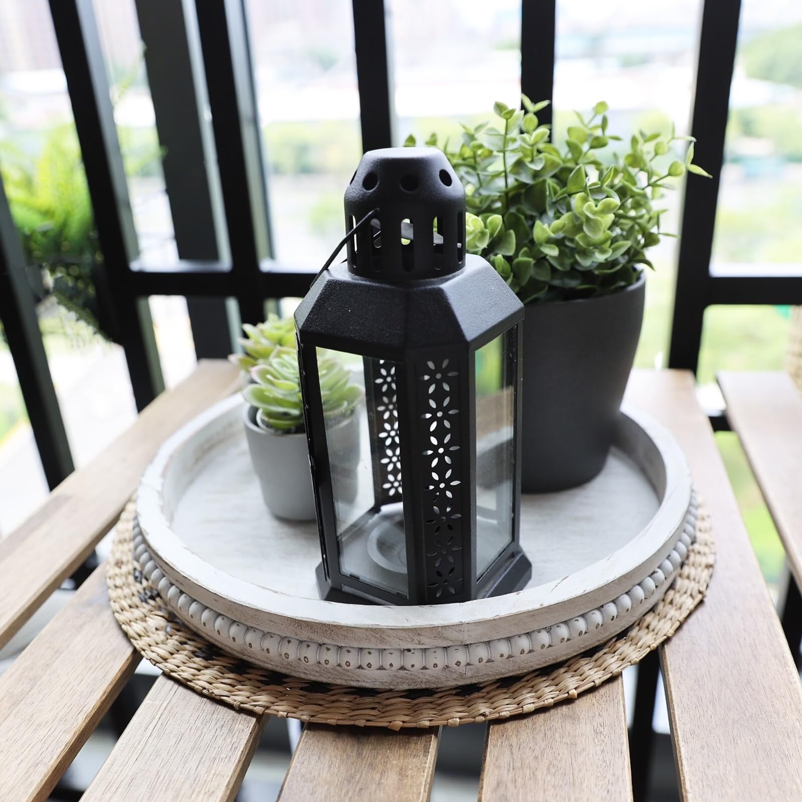 Hrastany farmhouse wood tray serves as decorative centerpiece